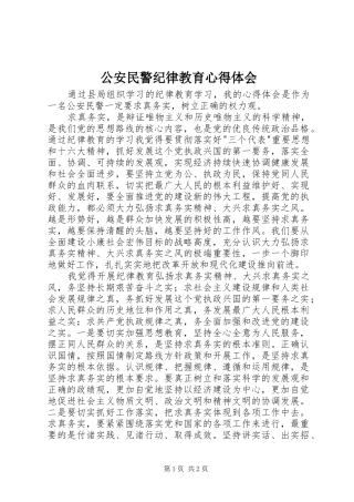 公安民警纪律教育心得体会
