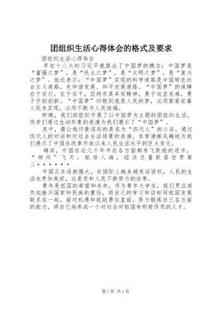 团组织生活心得体会的格式及要求