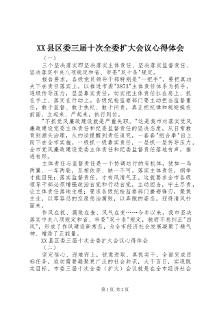 XX县区委三届十次全委扩大会议心得体会