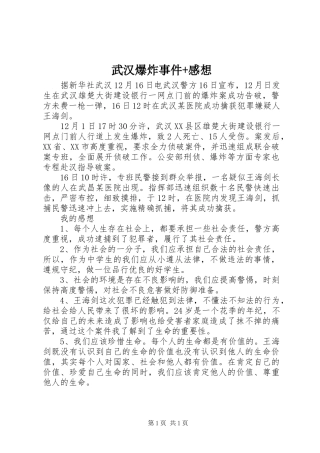 武汉爆炸事件+感想
