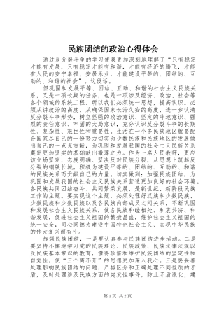民族团结的政治心得体会