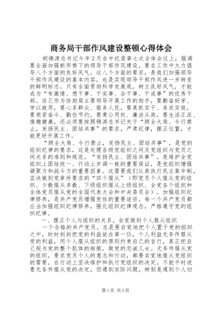 商务局干部作风建设整顿心得体会