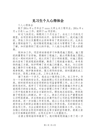 见习生个人心得体会