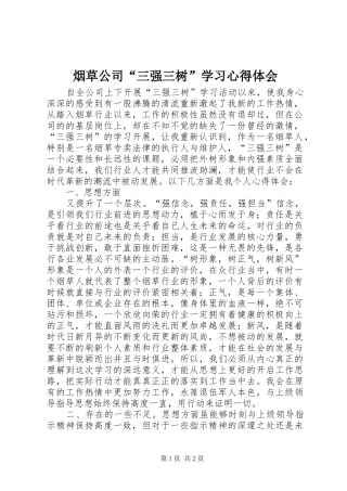 烟草公司“三强三树”学习心得体会