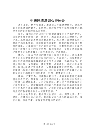 中级网络培训心得体会