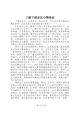 三级干部会议心得体会