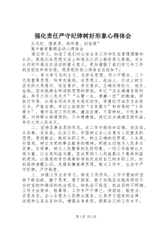 强化责任严守纪律树好形象心得体会