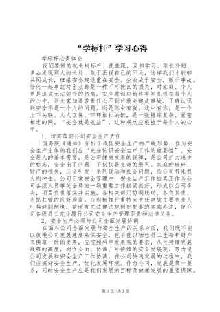 “学标杆”学习心得