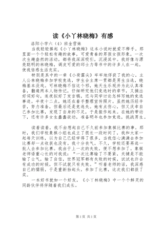 读《小丫林晓梅》有感