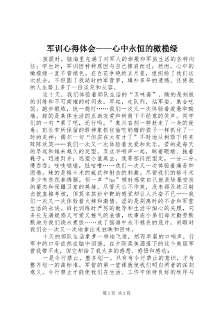 军训心得体会——心中永恒的橄榄绿