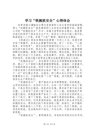 学习“铁腕抓安全”心得体会