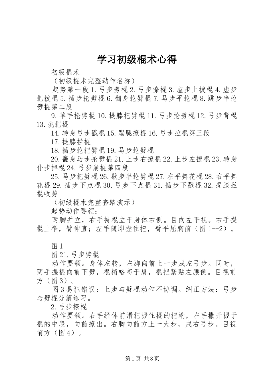 学习初级棍术心得_第1页