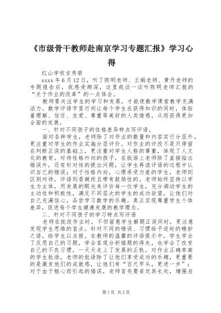 《市级骨干教师赴南京学习专题汇报》学习心得