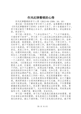 作风纪律整顿的心得