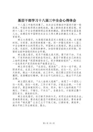基层干部学习十八届三中全会心得体会