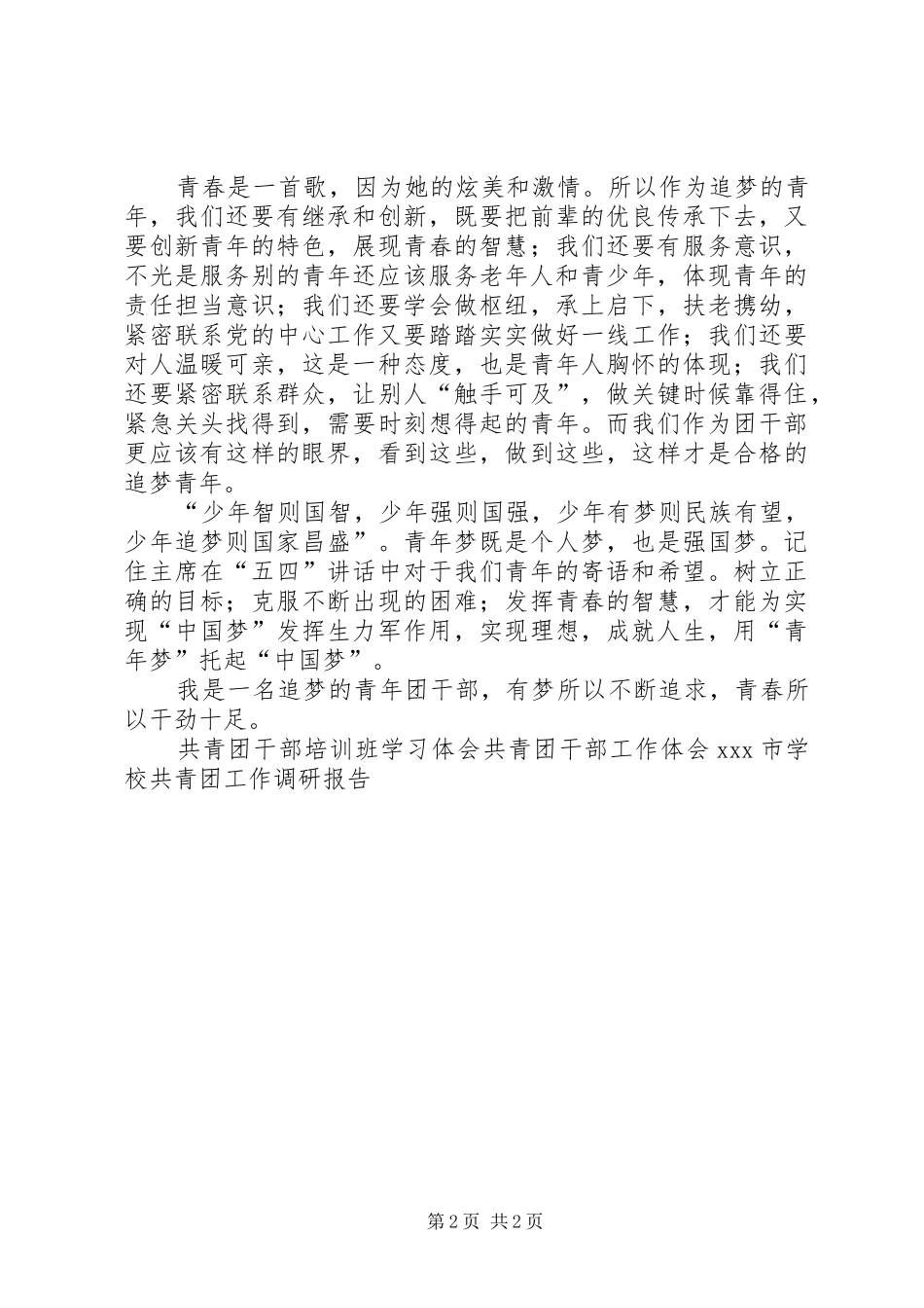 共青团干部培训心得：做一名追梦的青年_第2页