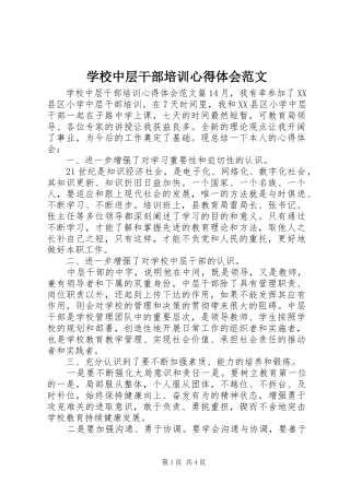 学校中层干部培训心得体会范文