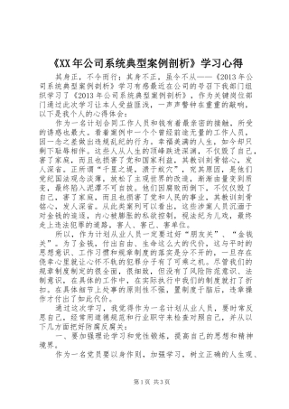 《XX年公司系统典型案例剖析》学习心得