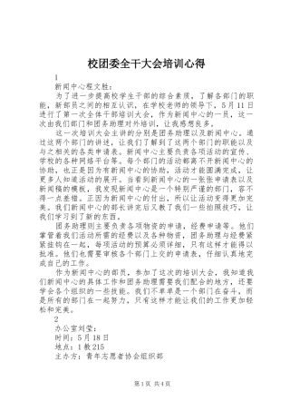 校团委全干大会培训心得