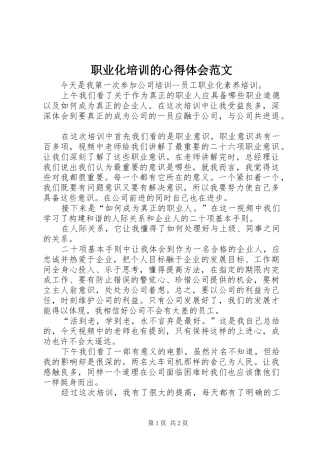 职业化培训的心得体会范文