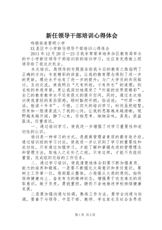 新任领导干部培训心得体会