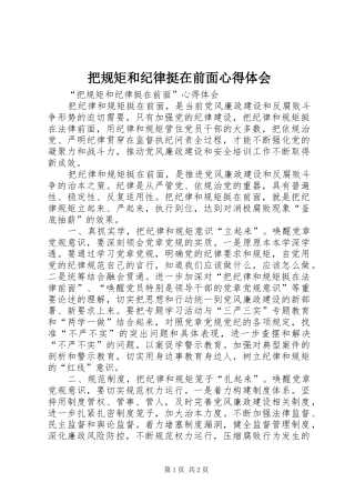 把规矩和纪律挺在前面心得体会