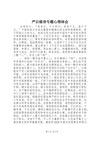 严以修身专题心得体会