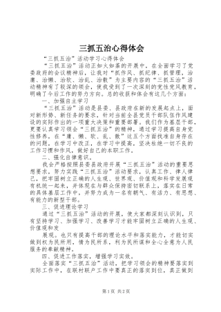 三抓五治心得体会