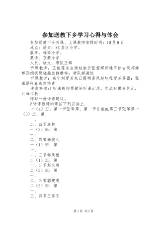 参加送教下乡学习心得与体会