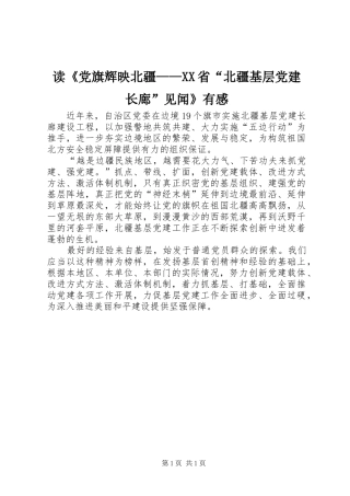 读《党旗辉映北疆——XX省“北疆基层党建长廊”见闻》有感