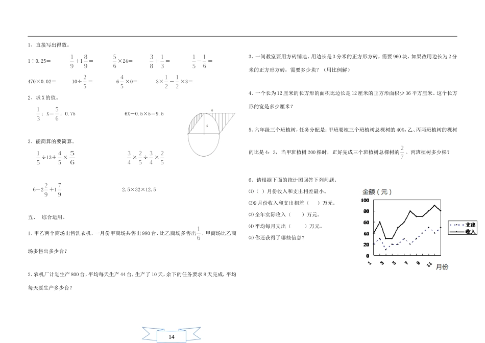 2015年小升初数学模拟试题及答案(4套)_第2页