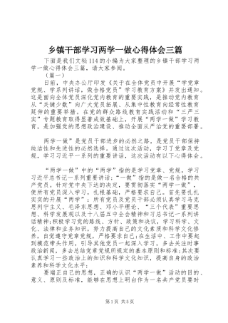 乡镇干部学习两学一做心得体会三篇