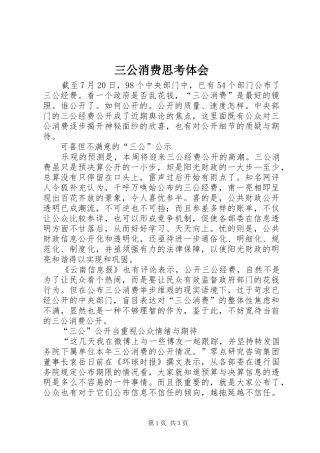 三公消费思考体会