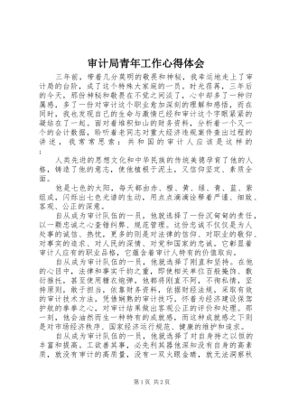 审计局青年工作心得体会