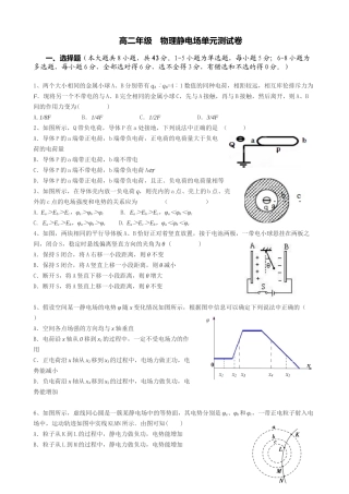 高二静电场单元测试
