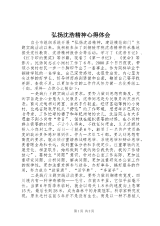 弘扬沈浩精神心得体会