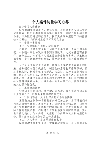 个人案件防控学习心得