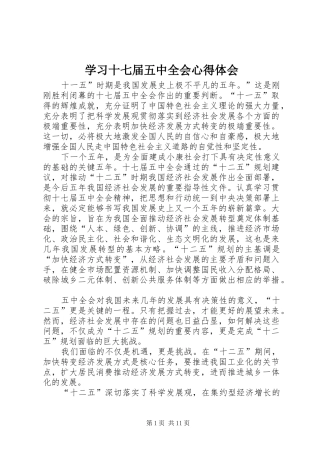 学习十七届五中全会心得体会