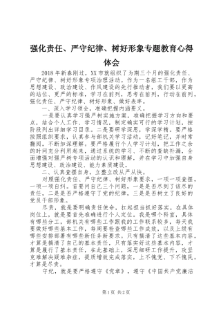强化责任、严守纪律、树好形象专题教育心得体会