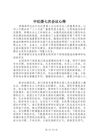中纪委七次会议心得