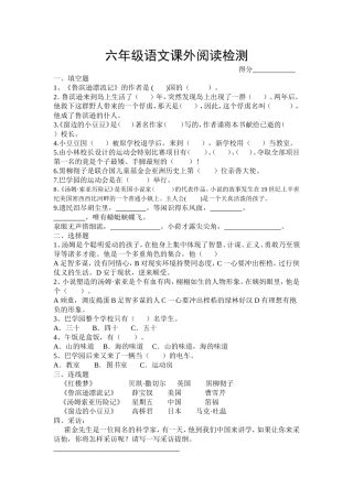 六年级语文课外阅读检测