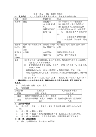 九年级化学第十一单元知识点