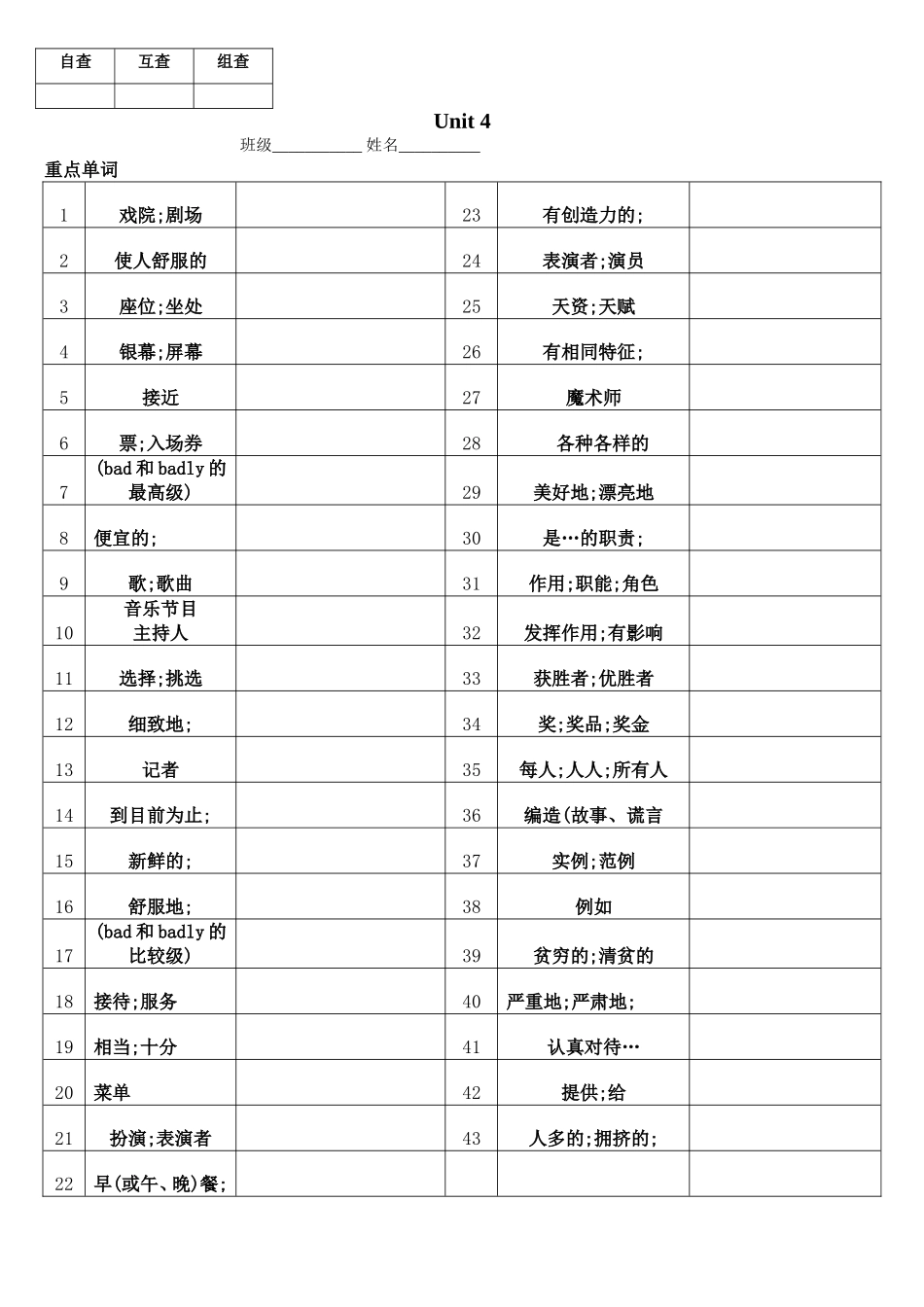 八上Unit4读背卷_第1页