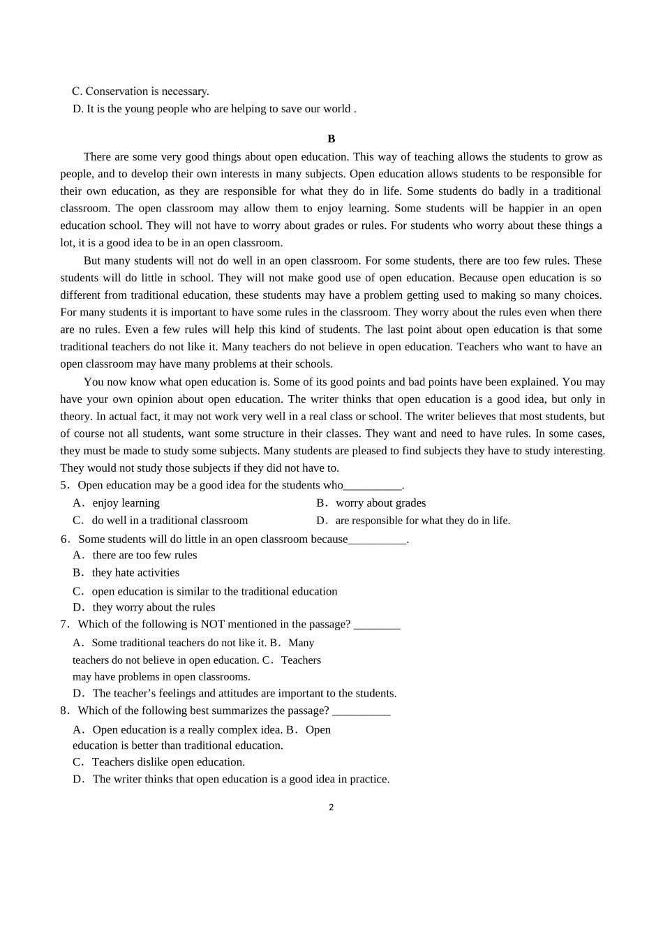 2015届高一英语10月阶段性考试[1]_第2页