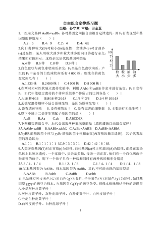 自由组合定律练习题