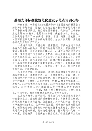 基层支部标准化规范化建设示范点培训心得