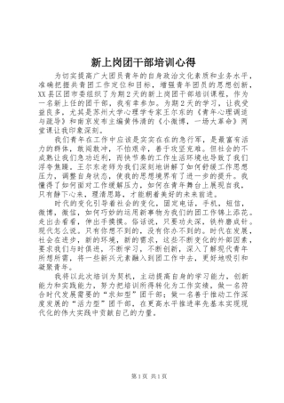 新上岗团干部培训心得