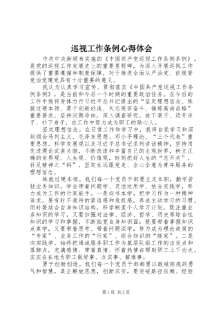 巡视工作条例心得体会