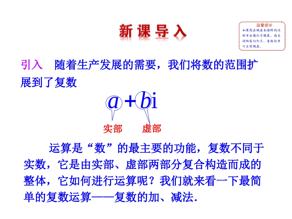 高中数学新课标人教A版选修1-1：321复数代数形式的加、减运算及其几何意义课件（共21张）_第2页
