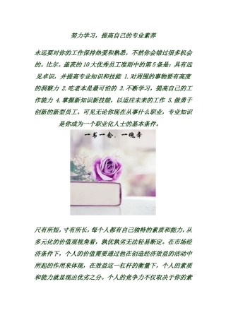 努力学习，提高自己的专业素养